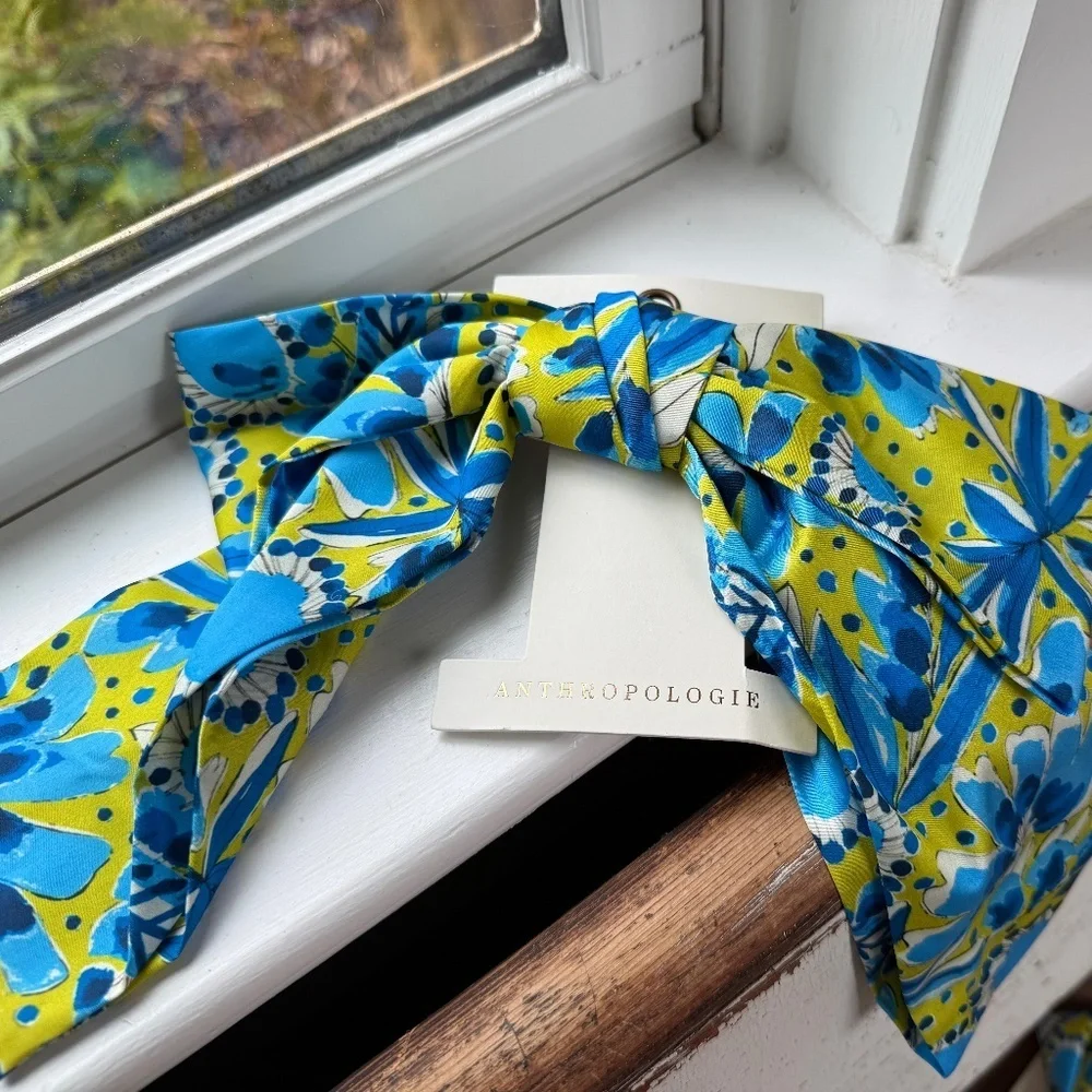 NWT Vera For Anthropologie Bow Barrette Blue Green